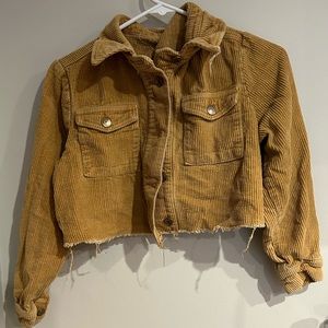 cropped corduroy button up jacket